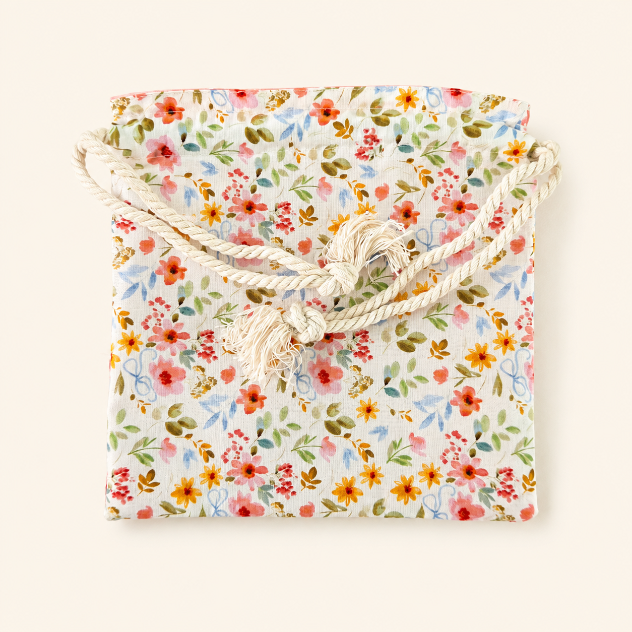 Boho Floral Drawstring Bag