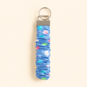 Blue Multi Dot Scrunchie Keychain
