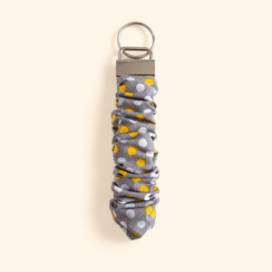 Gray & Yellow Dot Scrunchie Keychain