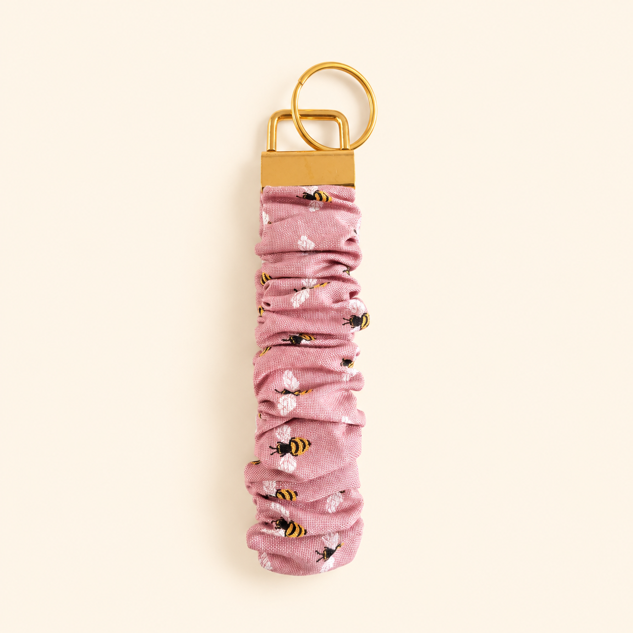 Pink Bees Scrunchie Keychain