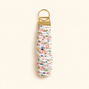 Pink Floral Scrunchie Keychain