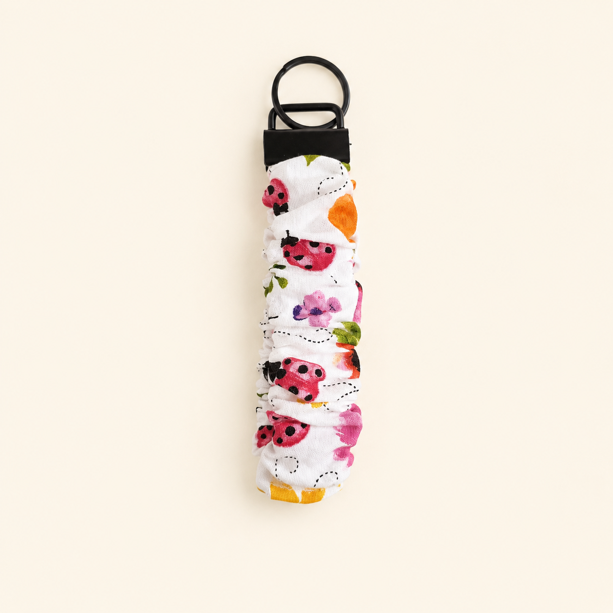 Pink Ladybug Scrunchie Keychain