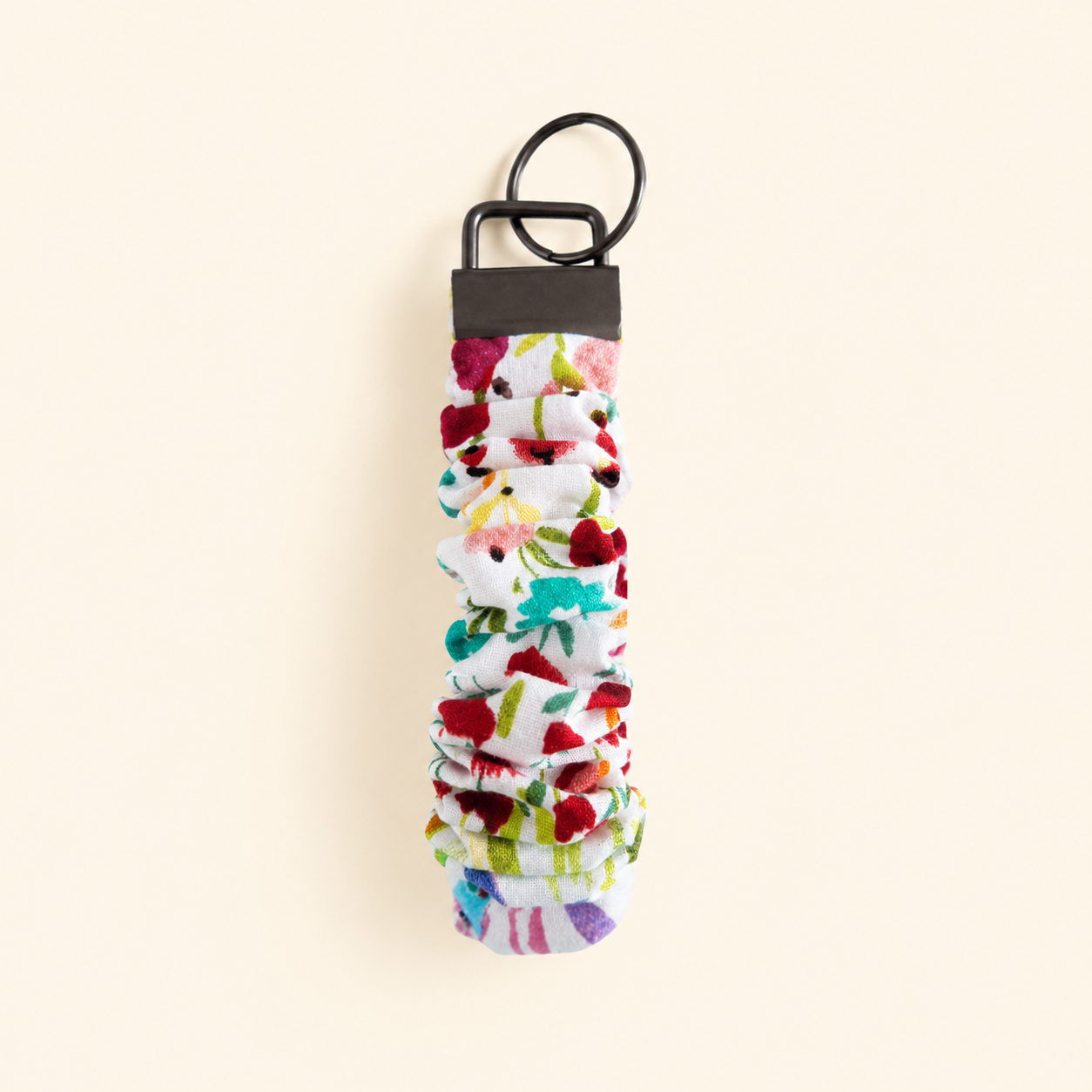 Red Multi Floral Scrunchie Keychain