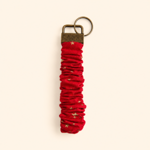 Red Stars Scrunchie Keychain