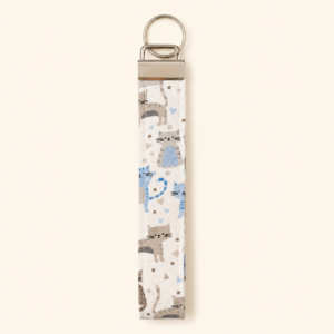 Blue Cat Wristlet Keychain