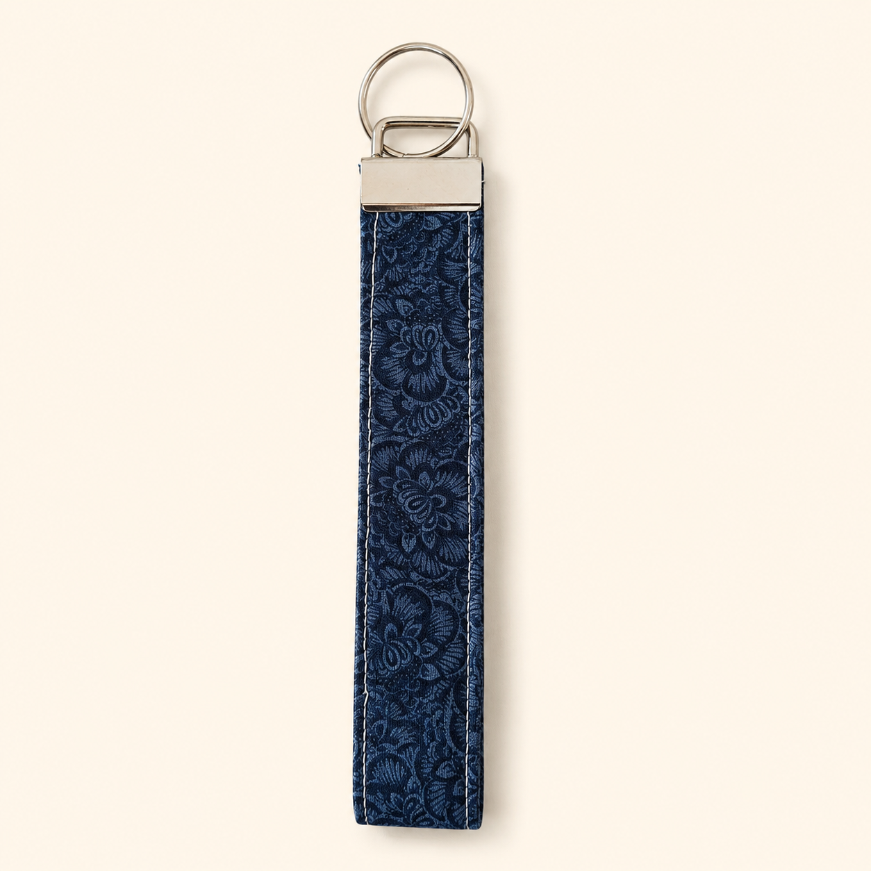 Blue Floral Wristlet Keychain