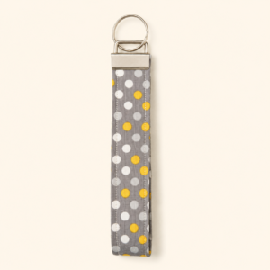 Gray & Yellow Dot Wristlet Keychain