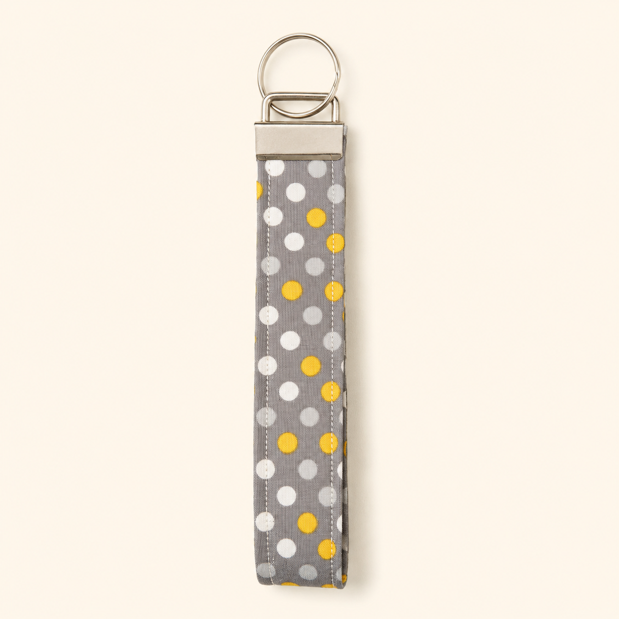 Gray & Yellow Dot Wristlet Keychain