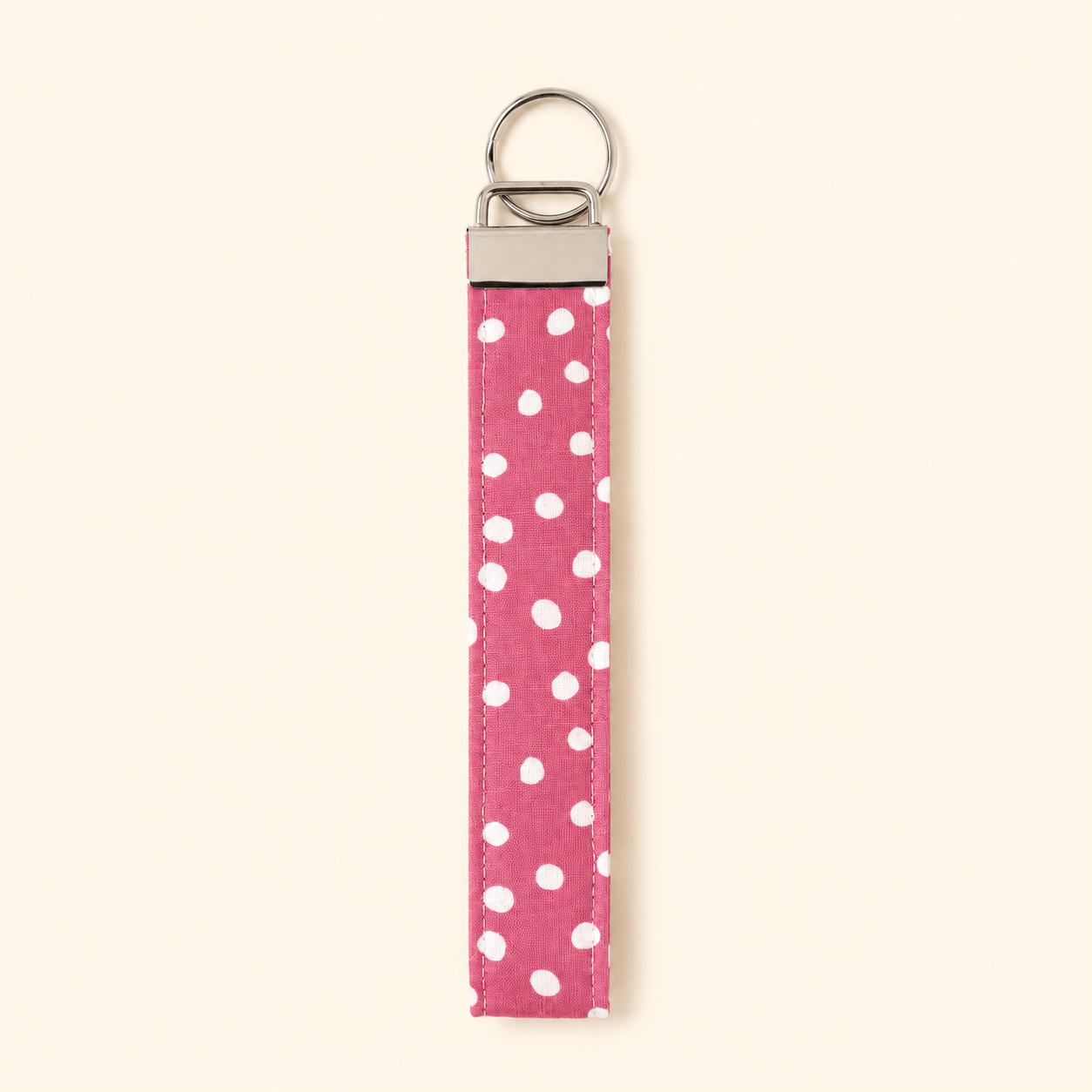 Pink Large Dot Wristlet Keychain
